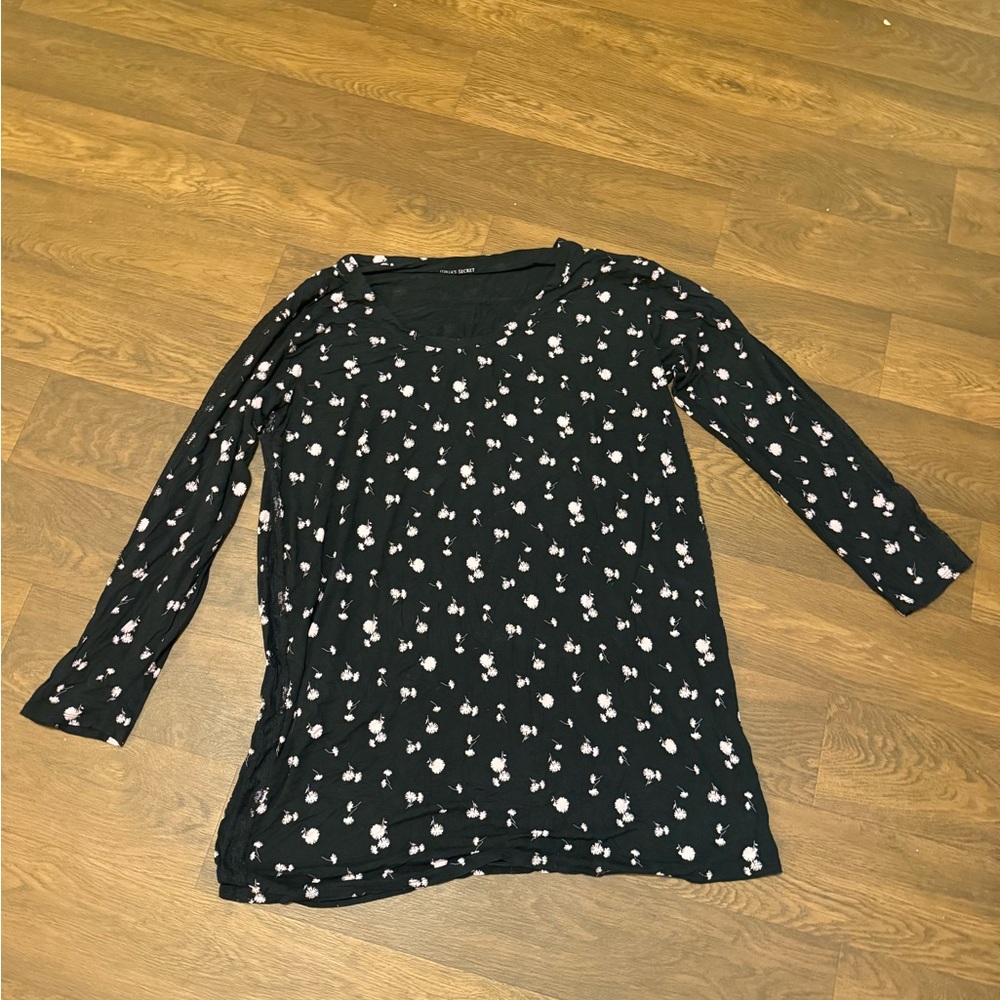 Victoria's Secret Black and White Floral Pajama Nightgown